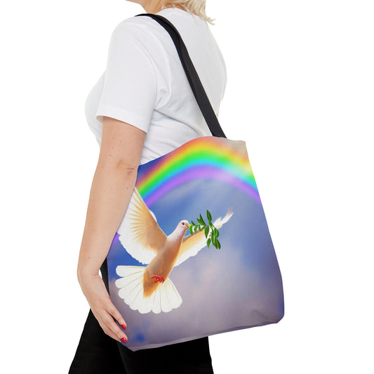 Christian Tote Bag / Rainbow Tote Bag / Christian Gift Artwork / Noah Dove Art