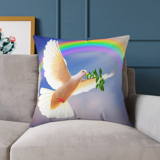 Spun Polyester Pillow / Christian Pillow / Rainbow Pillow / Christian Bible Gift