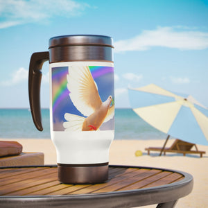 Stainless Steel Travel Mug w/Handle / Rainbow Mug / Christian Gift Artwork