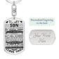 TO MY SON MY LITTLE_ Personalized Dog Tag Keychain w Heartfelt Message