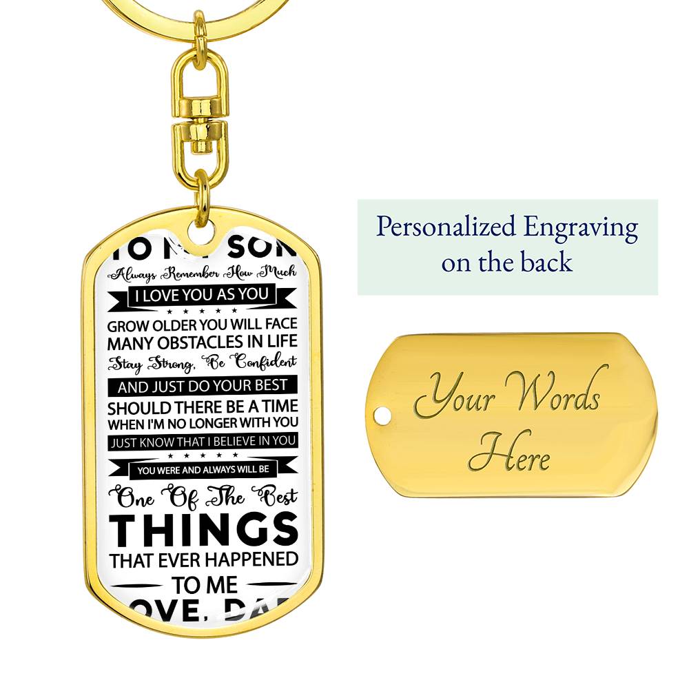 TO MY SON Remember How_ Personalized Dog Tag Keychain w Heartfelt Message