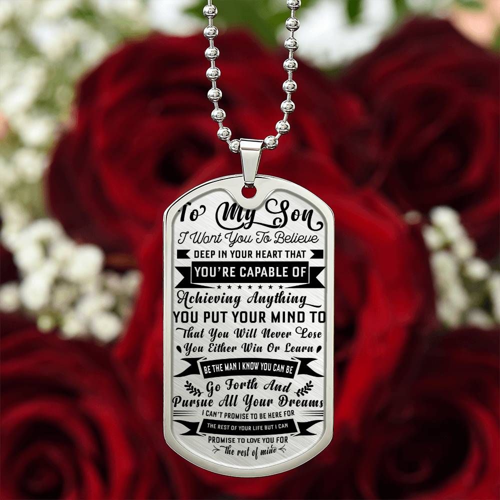 To My Son I Want You_ Personalized Military Dog Tag Necklace w Heartfelt Message