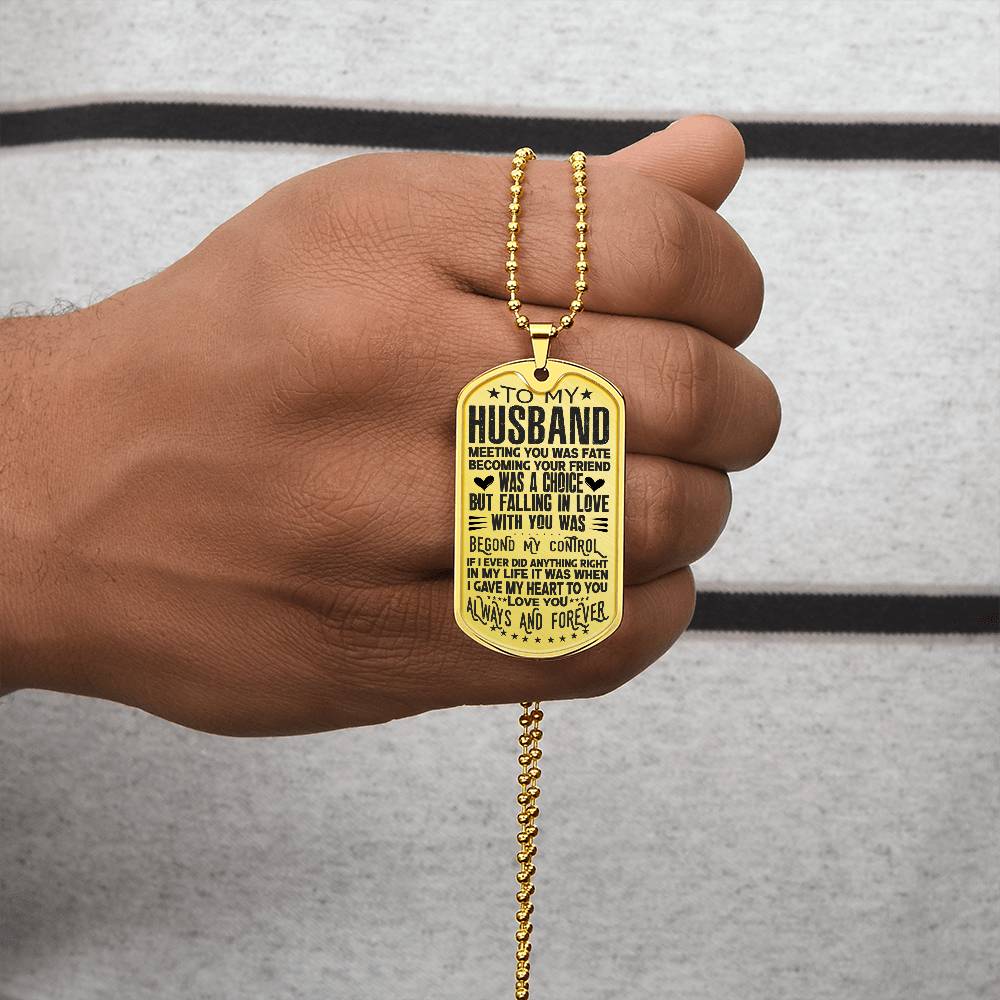 To my husband meeting you_ Personalized Military Dog Tag Necklace w Heartfelt Message