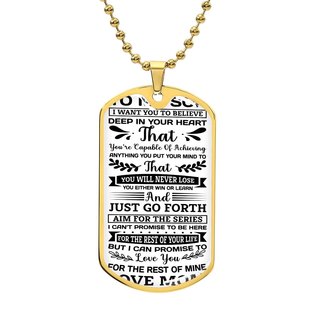 TO MY SON capable Personalized Military Dog Tag Necklace w Heartfelt Message