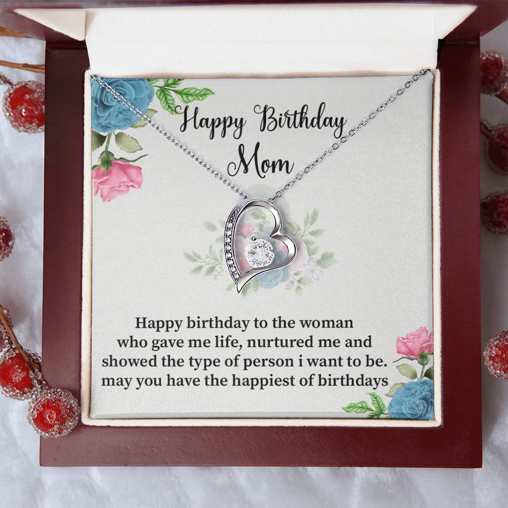 To my Mom Happy birthday nurtured me Gift Necklace Jewelry with a heartfelt durable Message Card