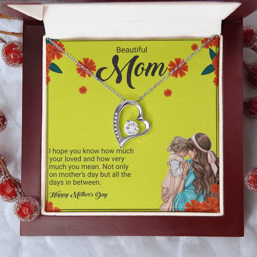 Happy Mother_s Day Beautiful Mom I hope_ Gift Necklace Jewelry with a heartfelt durable Message Card