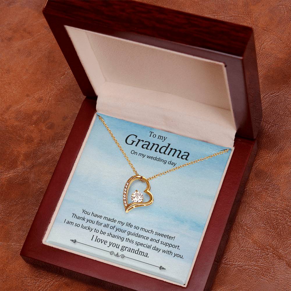 To my Grandma On my wedding_ Gift Necklace Jewelry with a heartfelt durable Message Card
