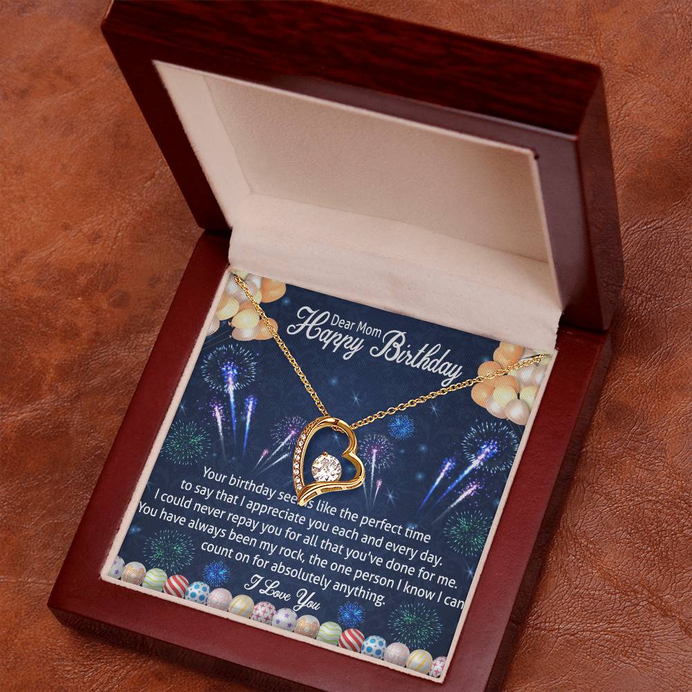 To my mom Happy birthday cannot repay Gift Necklace Jewelry with a heartfelt durable Message Card