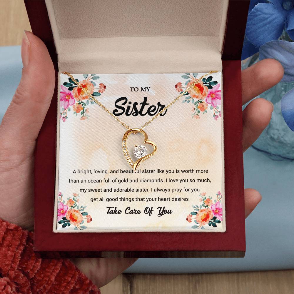 TO MY Sister A bright, loving, and beautiful sister like you is worth_ Gift Necklace Jewelry with a heartfelt durable Message Card