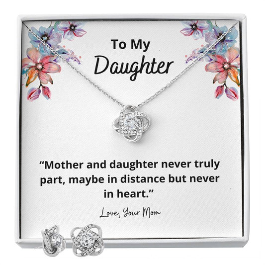 To My Daughter _Mother and_ Personalized Gift Earring and necklace Set w Heartfelt Message