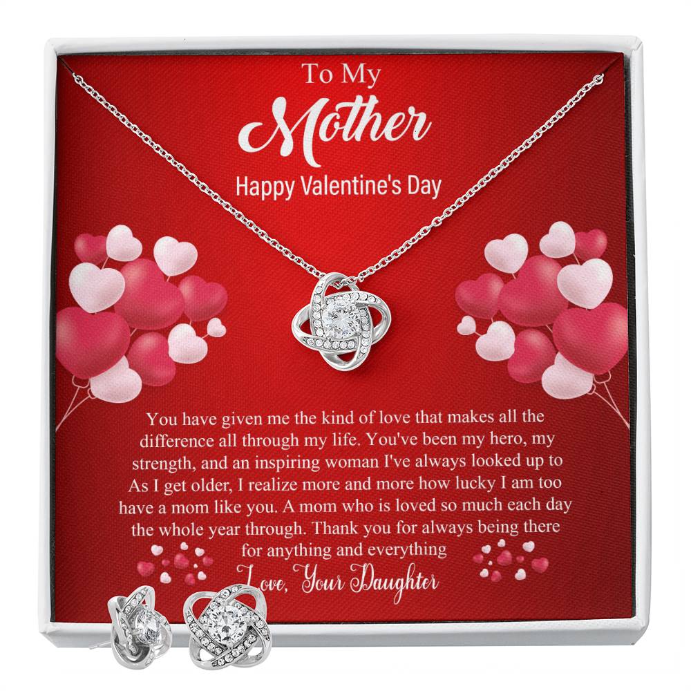 To My Mother Happy Valentine_s Day_ Personalized Gift Earring and necklace Set w Heartfelt Message