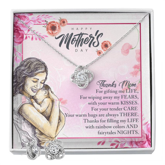 To my mom gifting me Personalized Gift Earring and necklace Set w Heartfelt Message