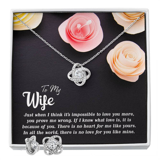 To my Wife-Just when I think Personalized Gift Earring and necklace Set w Heartfelt Message