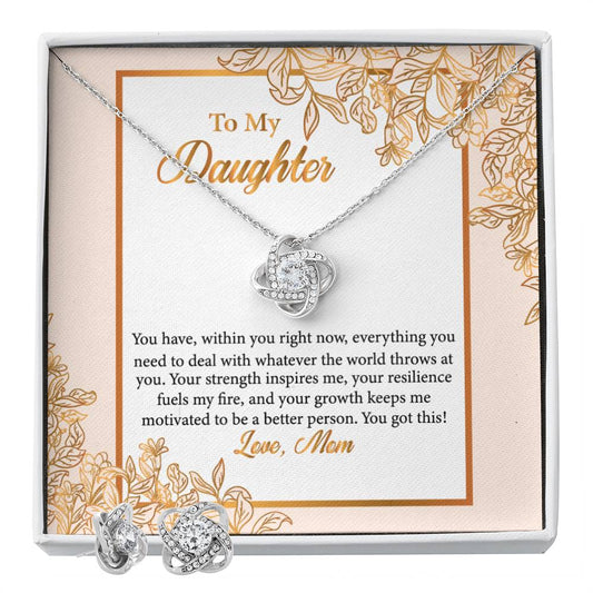 To My Daughter You have,_ Personalized Gift Earring and necklace Set w Heartfelt Message