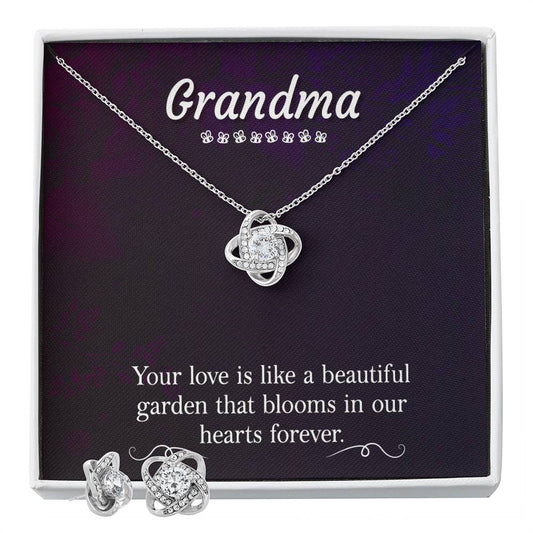 Grandma-your love Personalized Gift Earring and necklace Set w Heartfelt Message