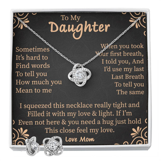 To my Daughter Sometimes It_s hard Personalized Gift Earring and necklace Set w Heartfelt Message