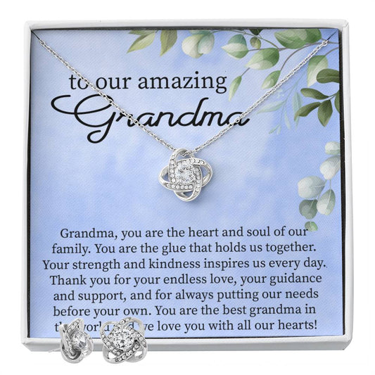 To our amazing Grandma Grandma,_ Personalized Gift Earring and necklace Set w Heartfelt Message
