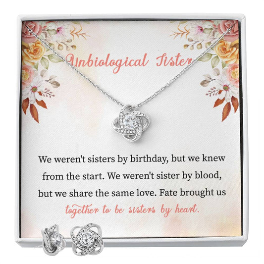 To my Sister We weren_t sisters by_ Personalized Gift Earring and necklace Set w Heartfelt Message