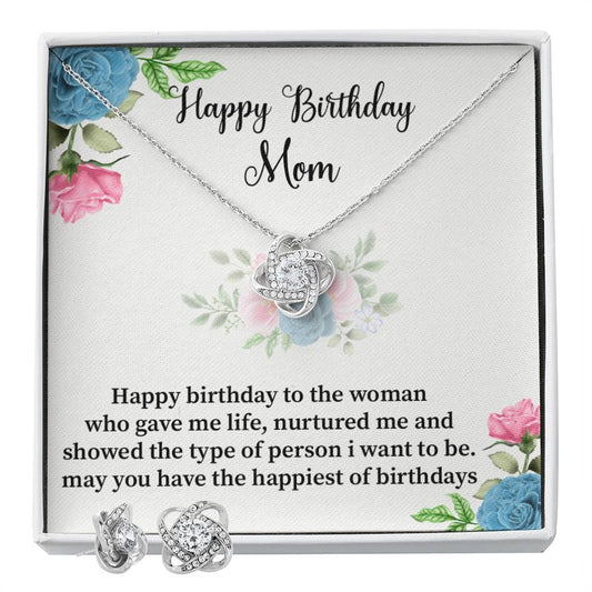 Happy Birthday Mom Happy birthday to_ Personalized Gift Earring and necklace Set w Heartfelt Message