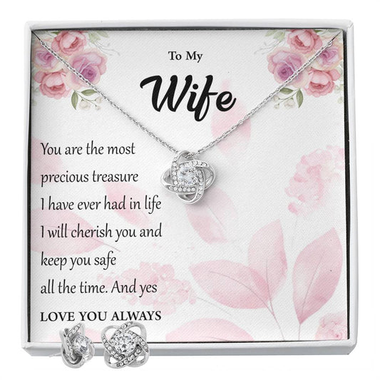 To my Wife precious treasure_ Personalized Gift Earring and necklace Set w Heartfelt Message