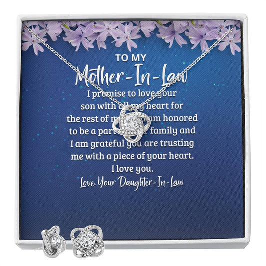 To My Mother in law your son with Personalized Gift Earring and necklace Set w Heartfelt Message