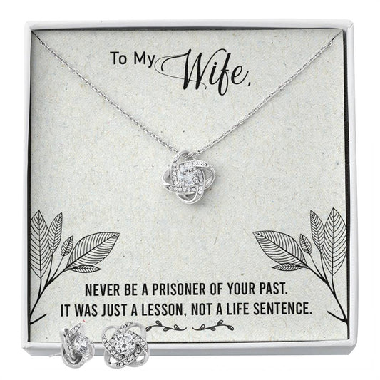 To my Wife-Never be a prisoner Personalized Gift Earring and necklace Set w Heartfelt Message