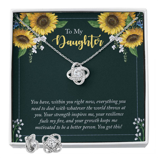 To My Daughter right now Personalized Gift Earring and necklace Set w Heartfelt Message