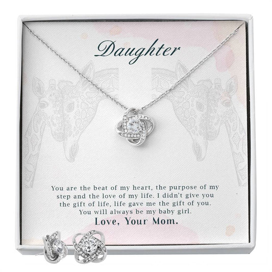 To my daughter-You are the beat of Personalized Gift Earring and necklace Set w Heartfelt Message