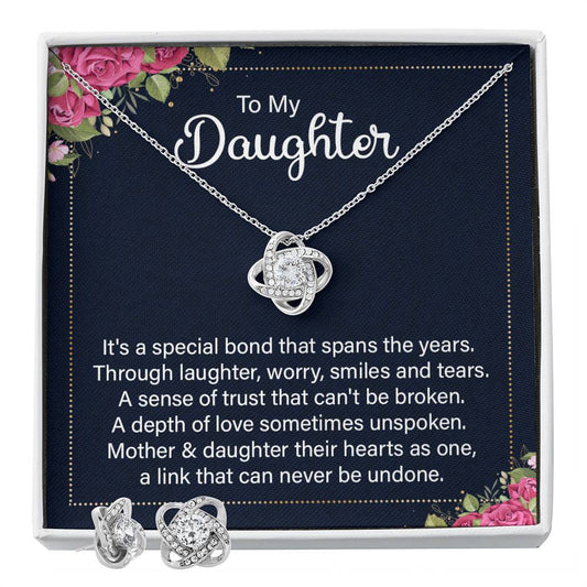 To my daughter - it's a special bond Personalized Gift Earring and necklace Set w Heartfelt Message