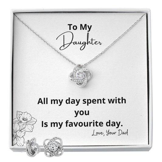 To My Daughter All my day_ Personalized Gift Earring and necklace Set w Heartfelt Message