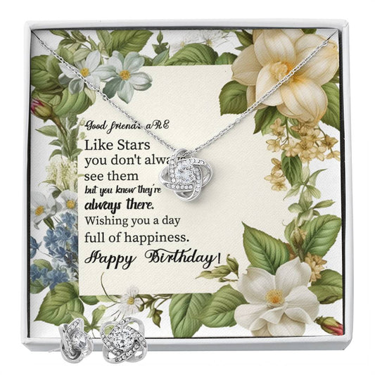 Happy Birthday Like Stars you_ Personalized Gift Earring and necklace Set w Heartfelt Message