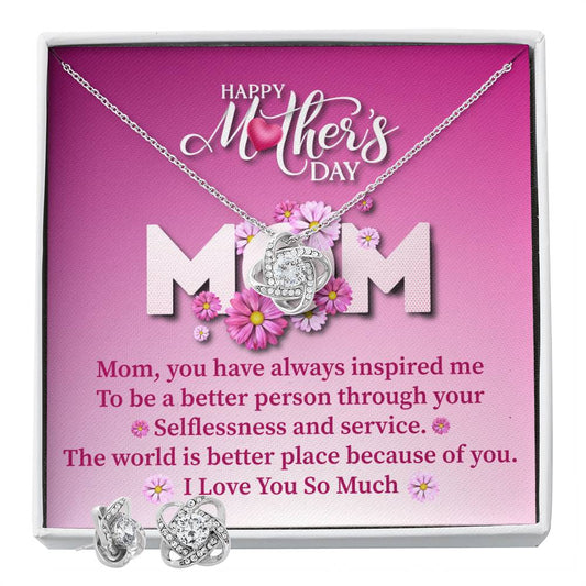Mother_s DAY MOM Mom, you_ Personalized Gift Earring and necklace Set w Heartfelt Message
