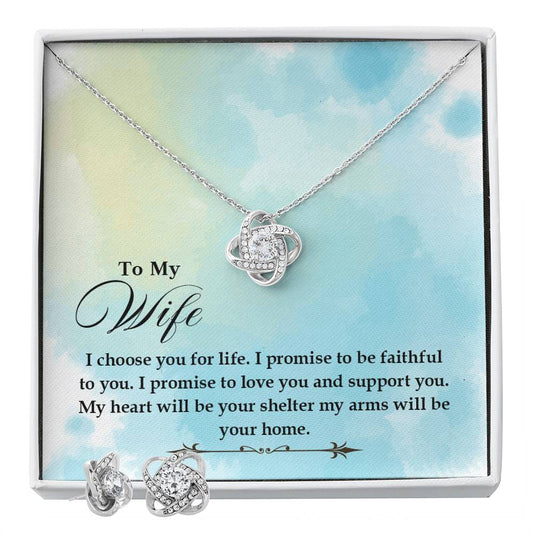 To my wife-I choose you and Personalized Gift Earring and necklace Set w Heartfelt Message
