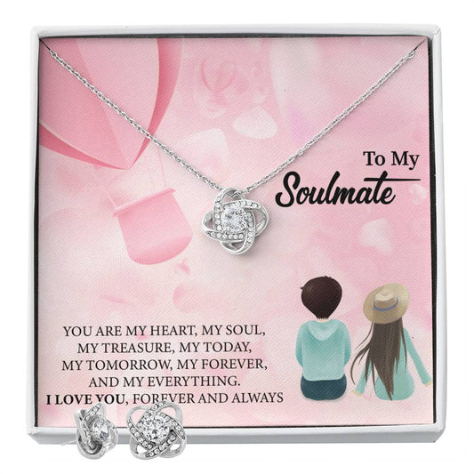 To My Soulmate my heart Personalized Gift Earring and necklace Set w Heartfelt Message