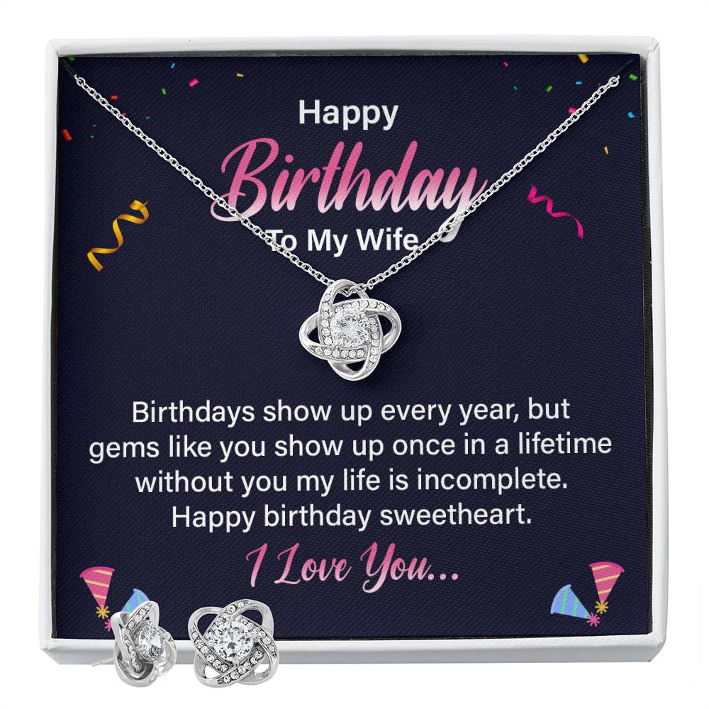 Happy birthday to my wife birthdays show Personalized Gift Earring and necklace Set w Heartfelt Message