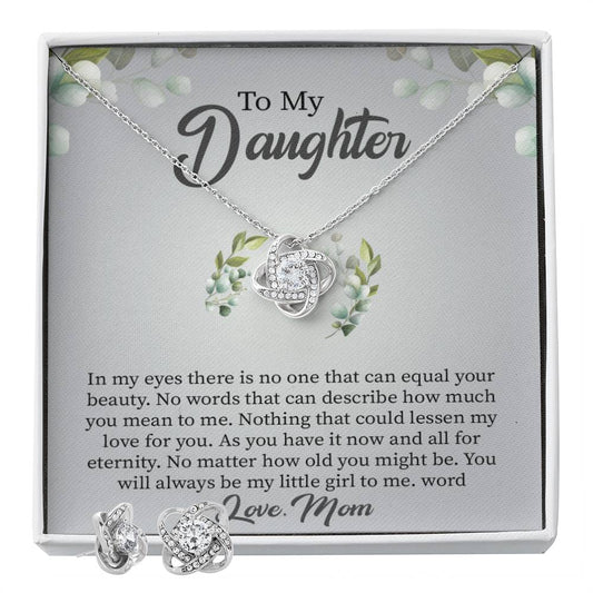 To My Daughter In my eyes_ Personalized Gift Earring and necklace Set w Heartfelt Message