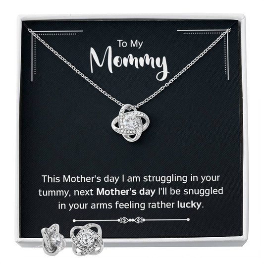 To my mommy - this mother's day Personalized Gift Earring and necklace Set w Heartfelt Message