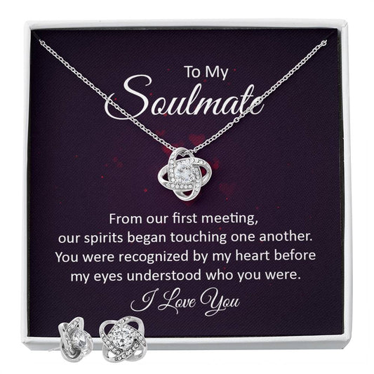 To my soulmate - from our first meeting Personalized Gift Earring and necklace Set w Heartfelt Message