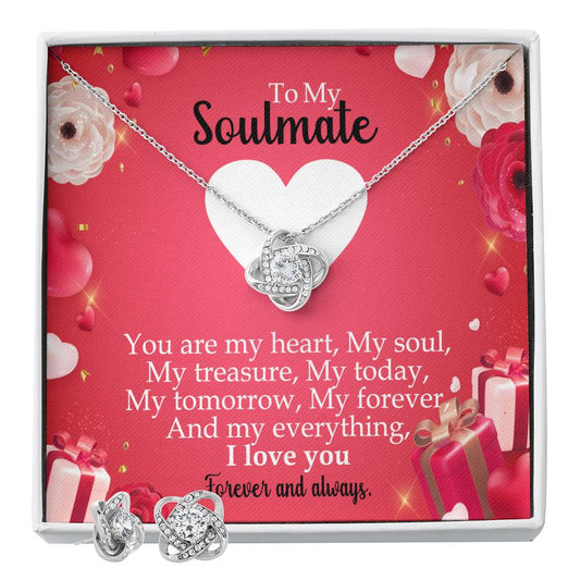 To My Soulmate You are_ Personalized Gift Earring and necklace Set w Heartfelt Message