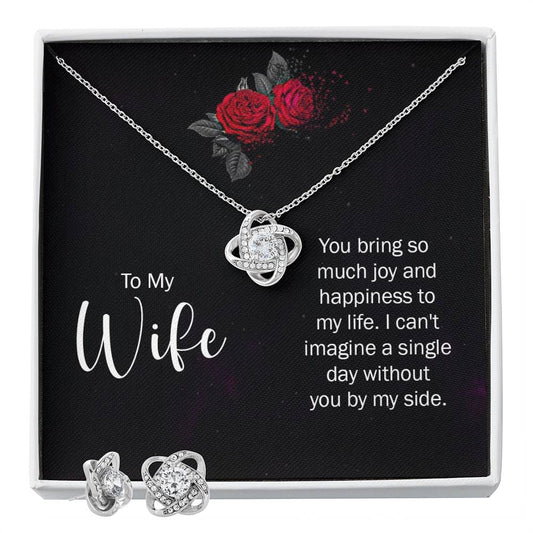 To my wife much joy and happiness Personalized Gift Earring and necklace Set w Heartfelt Message