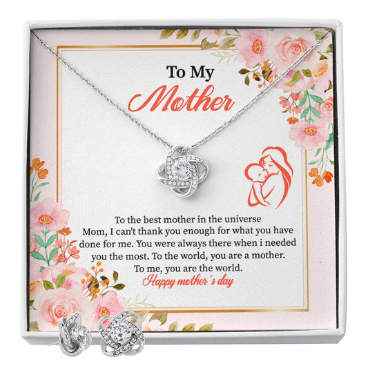 To My Mother The best mom Personalized Gift Earring and necklace Set w Heartfelt Message