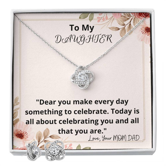To My DAUGHTER _Dear you_ Personalized Gift Earring and necklace Set w Heartfelt Message