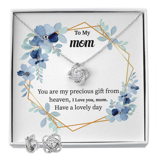 To My mom You are my_ Personalized Gift Earring and necklace Set w Heartfelt Message