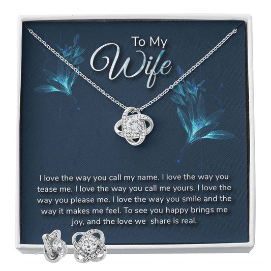 To my wife-I love the way Personalized Gift Earring and necklace Set w Heartfelt Message