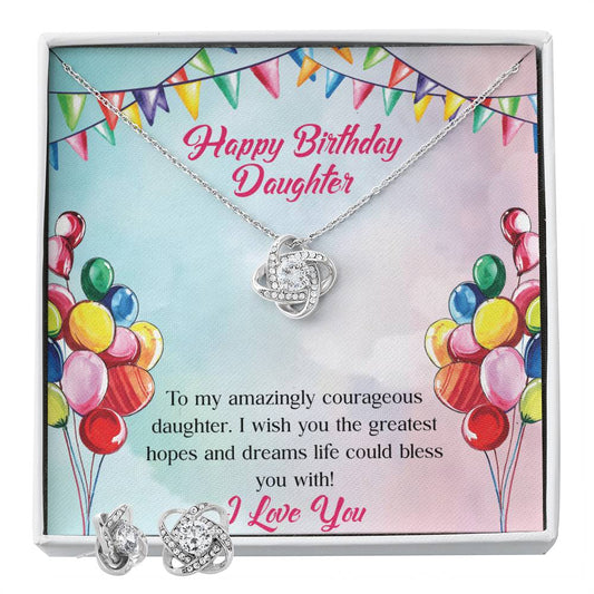To my daughter Happy birthday_ Personalized Gift Earring and necklace Set w Heartfelt Message