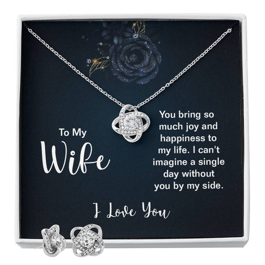 To my wife - you bring so much joy Personalized Gift Earring and necklace Set w Heartfelt Message