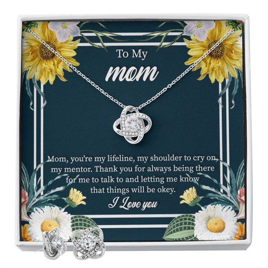 To My mom Mom, you_re_ Personalized Gift Earring and necklace Set w Heartfelt Message