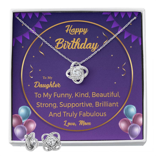 To my daughter funny birthday Personalized Gift Earring and necklace Set w Heartfelt Message