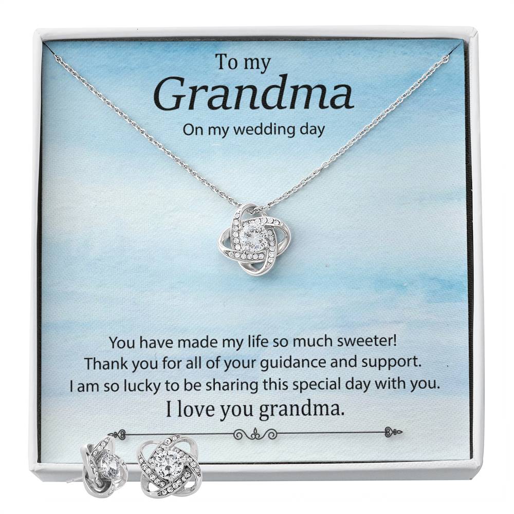 To my Grandma On my wedding_ Personalized Gift Earring and necklace Set w Heartfelt Message