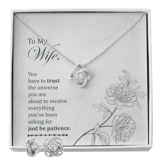To my wife-You have to trust Personalized Gift Earring and necklace Set w Heartfelt Message